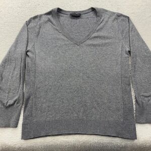 American Giant Mens V-Neck Sweater Gray Merino Wool Cotton Blend XL Knitted USA